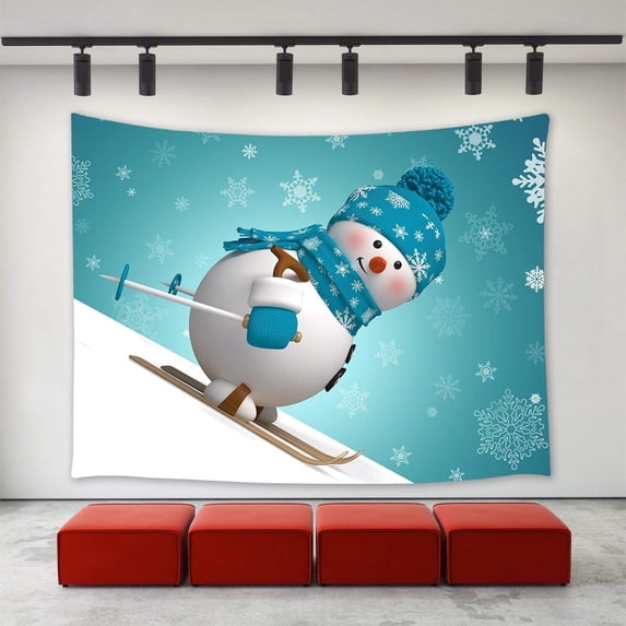 CADecor Christmas Decor Tapestry, 3D Snowman Pattern Christmas Decoration Wall Decor Wall Hanging Tapestry 60x90 inch