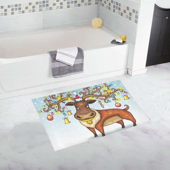 CADecor Christmas Deer Non-Slip Bath Rug Bath Mat Rug Doormat 30x18 inches