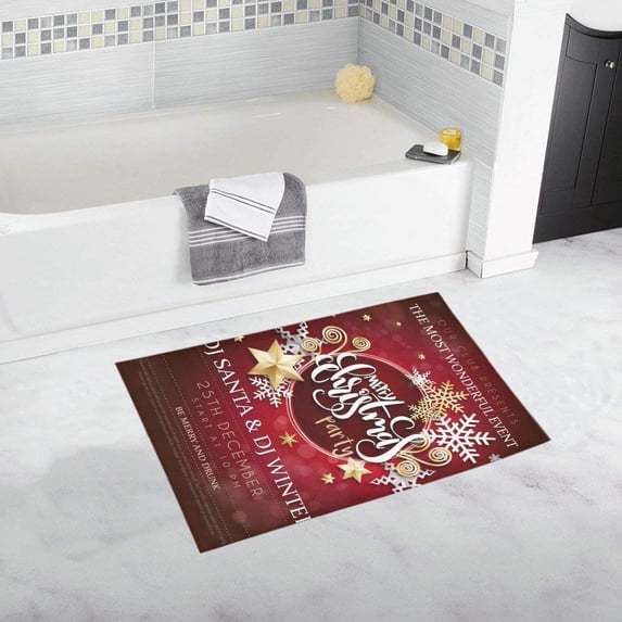 CADecor Christmas Party Poster Non-Slip Bath Mat Rug Bath Doormat Floor Rug 30x18 inches