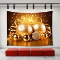 thumbnail image 1 of CADecor Christmas Tapestry, Golden Christmas Balls Ornaments White Snowflakes Happy New Year Xmas Christmas Day Wall Tapestries 60x80 inch, 1 of 1