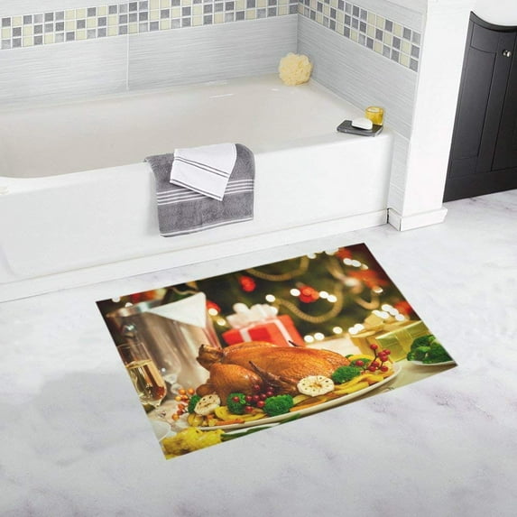 CADecor Christmas Turkey Dinner Non-Slip Bath Mat Rug Bath Doormat Floor Rug 30x18 inches