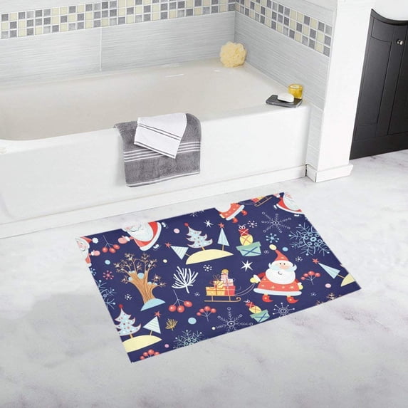 CADecor Christmas With Santa Claus Texture Non-Slip Bath Mat Rug Bath Doormat Floor Rug 30x18 inches