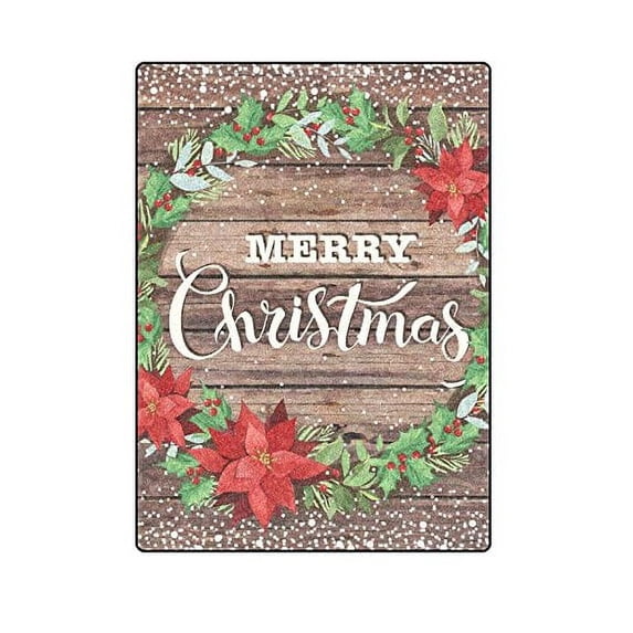 CADecor Christmas Wreath Of Red Poinsettia And Leaves Throw Blanket Bed Sofa Blanket 58x80 inches