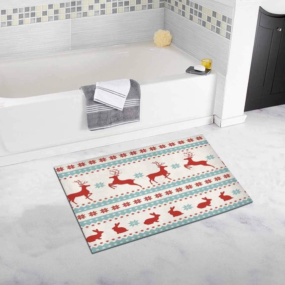 CADecor Christmas with Deer and Rabbits Bathroom Mat Bath Rug, Doormat 30x18 inches