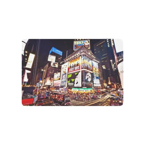 CADecor Cityscape Door Mat Home Decor, Time Square New York City Indoor Outdoor Entrance Doormat 23.6x15.7 Inches