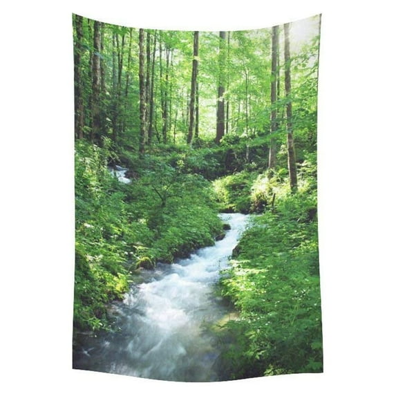 CADecor Clear Stream Green Forest Trees Wall Tapestry Bedspread Dorm Decor Art 40x60 inches