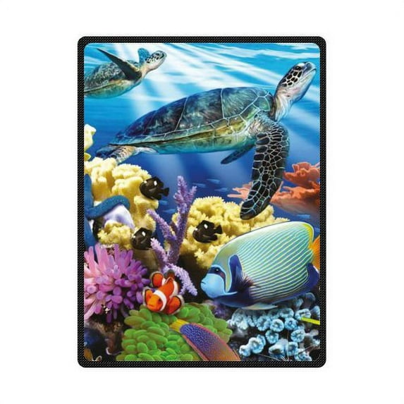 CADecor Comfort Blue, Yellow Fish Fleece Throw, 80" x 58", Washable