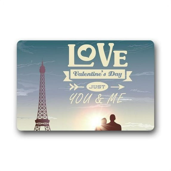 CADecor Couple Love And Paris Eiffel Tower Doormat Mat 23.6x15.7 inches