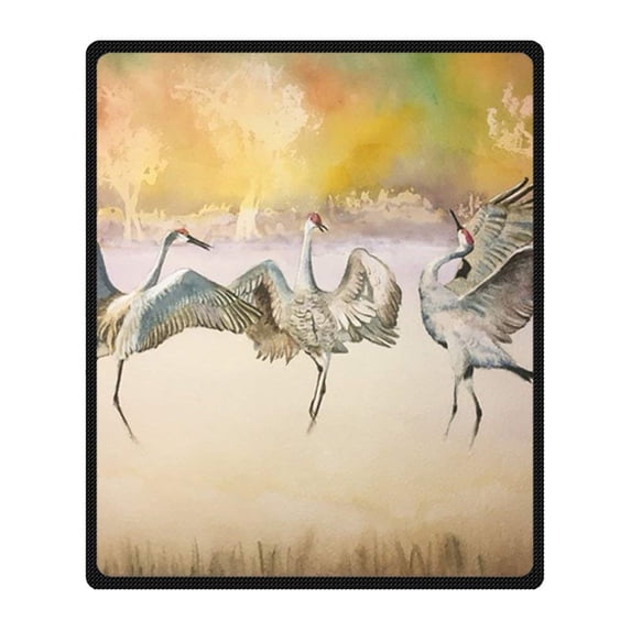 CADecor Crane Blanket Fleece Throw Blanket for Sofa or Bed 58x80 inches
