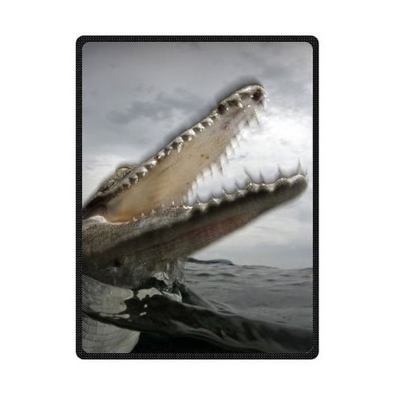 CADecor Crocodile Fierce Open Big Mouth Fleece Blanket Throws 58x80 inches