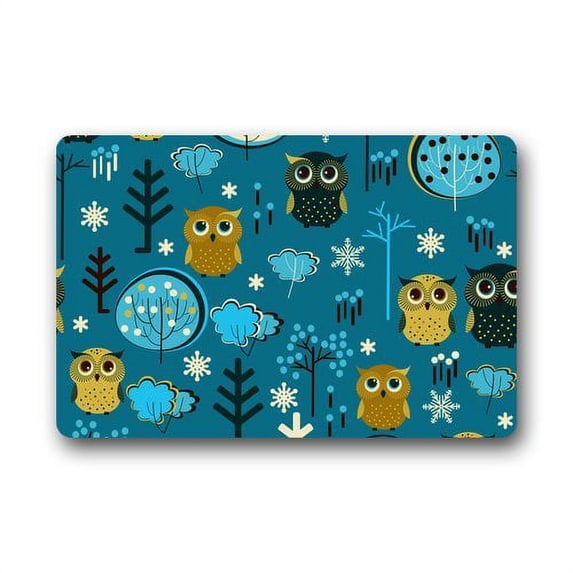 CADecor Cute Cartoon Owl Collection Fashion Print Blue Doormat Mat 23.6x15.7 inches