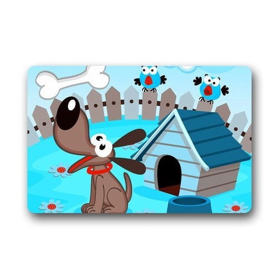 CADecor Cute Cartoon Puppy Dog With Bone Doormat Mat 23.6x15.7 inches
