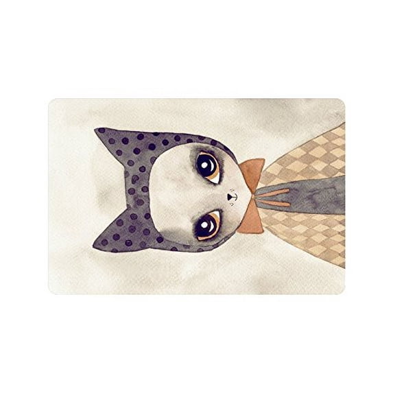 CADecor Cute Cat Watercolor Drawing Non-Slip Indoor/Outdoor Doormat 23.6x15.7 inches