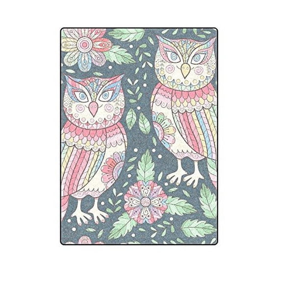CADecor Cute Flower Seamless Pattern With Owls Couch Sofa or Bed Fleece Blanket Throw 58x80 inches