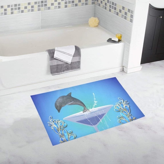 CADecor Cute dolphin Non-Slip Bath Rug Bath Mat Rug Doormat 30x18 inches