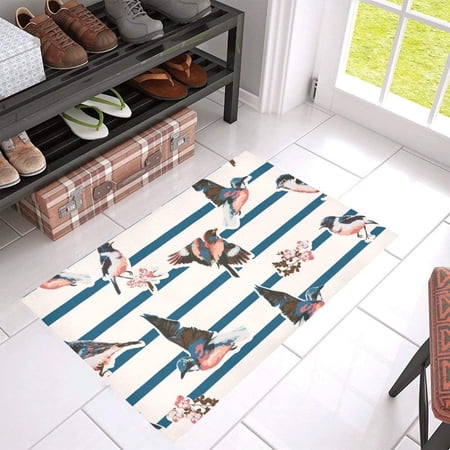 CADecor Dancing Butterfly And Bird With Floral Non-Slip Bath Mat Rug Bath Doormat Floor Rug 30x18 inches