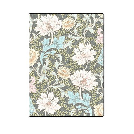 CADecor Dark Enchanted Vintage Flowers Couch Sofa or Bed Fleece Blanket Throw 58x80 inches