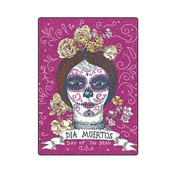CADecor Day of the Dead Sugar Skull Flowers Throw Blanket Bed Sofa Blanket 58x80 inches