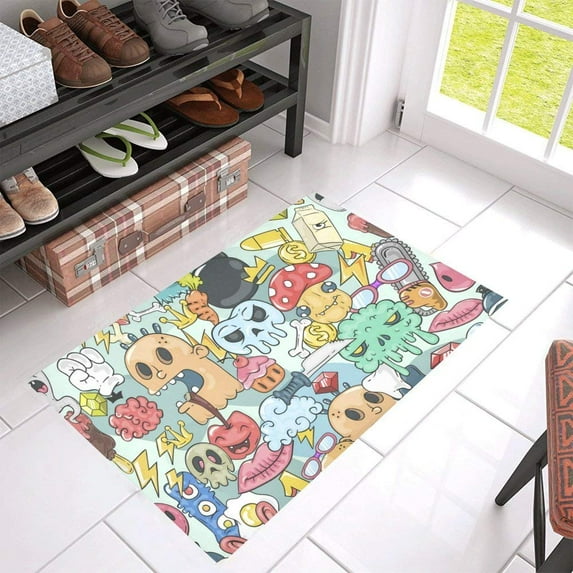 CADecor Doodle Graffiti Non-Slip Bath Mat Rug Bath Doormat Floor Rug 30x18 inches