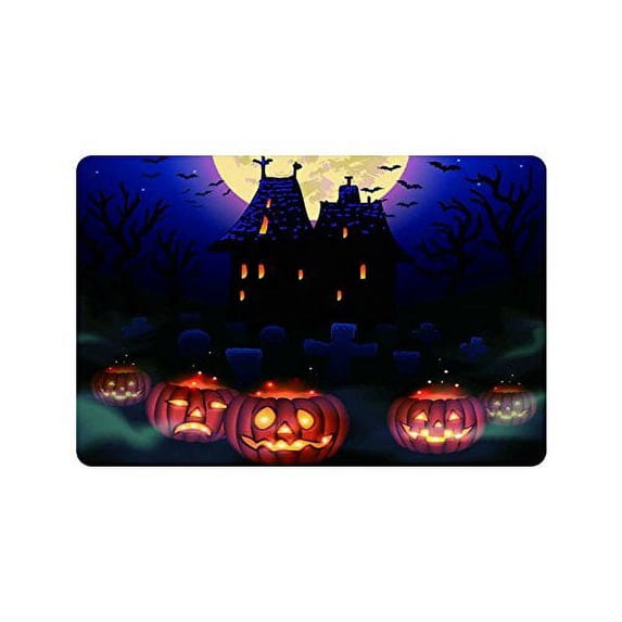 CADecor Door Mat Home Decor Halloween Wick House with Pumpkin Indoor Outdoor Entrance Doormat 23.6x15.7 Inches