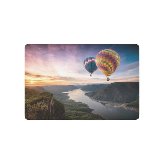 CADecor Door Mat Home Decor Hot Air Balloons Flying over on National Park at Sunrise Indoor Outdoor Entrance Doormat 23.6x15.7 Inches