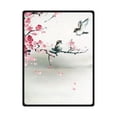 thumbnail image 1 of CADecor Drawing Red Plum Flower Bird Fleece Blanket Throws 58x80 inches, 1 of 3