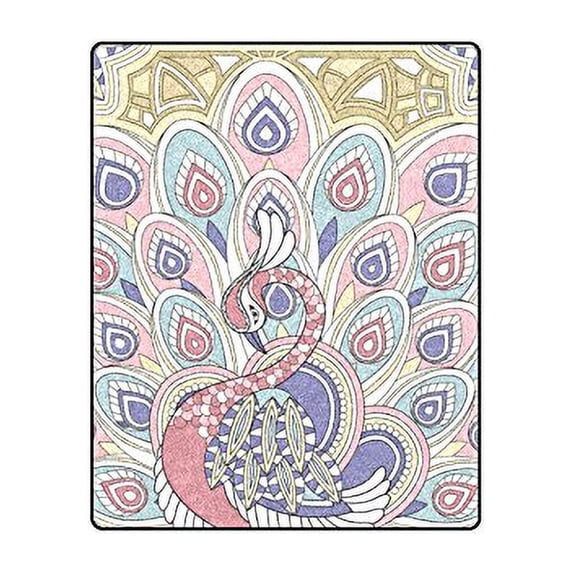 CADecor Elegant Peacock In Exquisite Style Fleece Blanket Bedroom Wrap Throw 58x80 inches