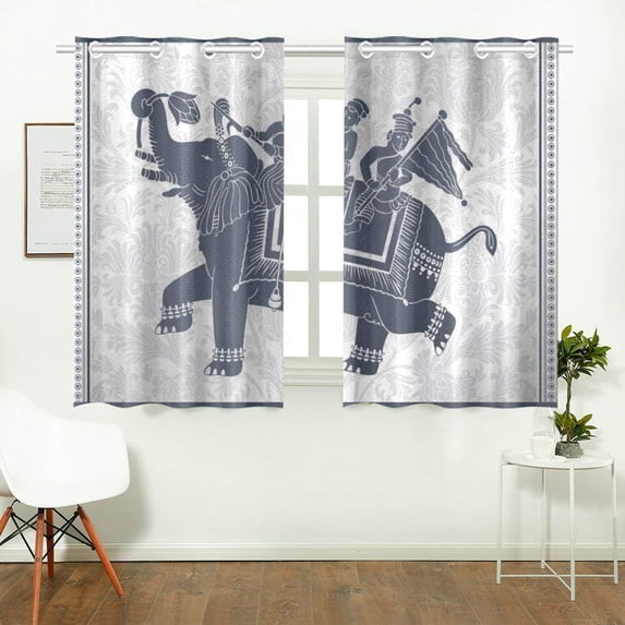 CADecor Elephant Mandala Window Treatment Panel Curtains Window Curtain Kitchen Curtain,Two Piece 26x39 Inches