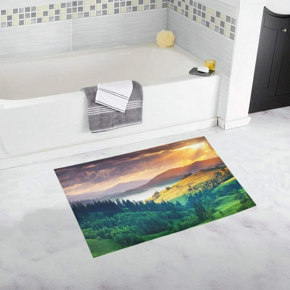 CADecor Fantastic Morning Mountain Landscape Non-Slip Bath Mat Rug Bath Doormat Floor Rug 30x18 inches