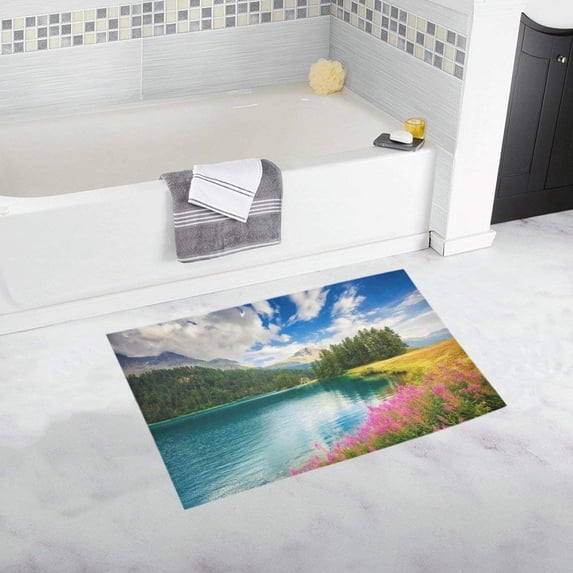 CADecor Fantastic View Of The Azure Pond Champfer Non-Slip Bath Mat Rug Bath Doormat Floor Rug 30x18 inches