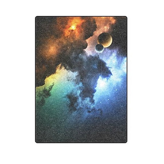 CADecor Fantasy Deep Space Nebula With Planet Throw Blanket Bed Sofa Blanket 58x80 inches