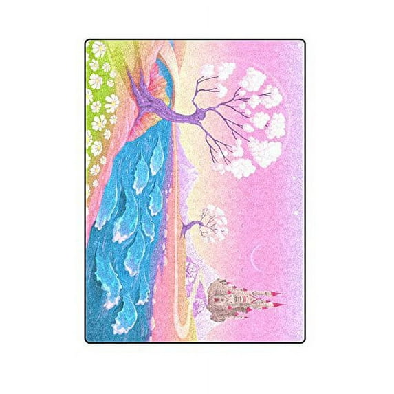 CADecor Fantasy Landscape With Castle Throw Blanket Bed Sofa Blanket 58x80 inches
