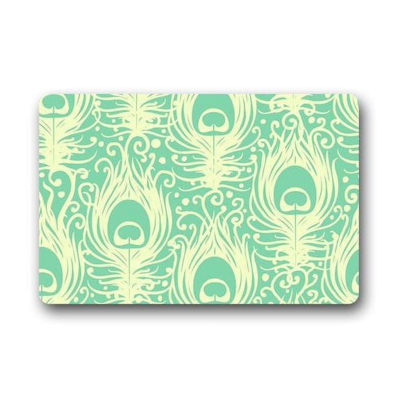 CADecor Fashion Peacock Feather Print Doormat Mat 23.6x15.7 inches
