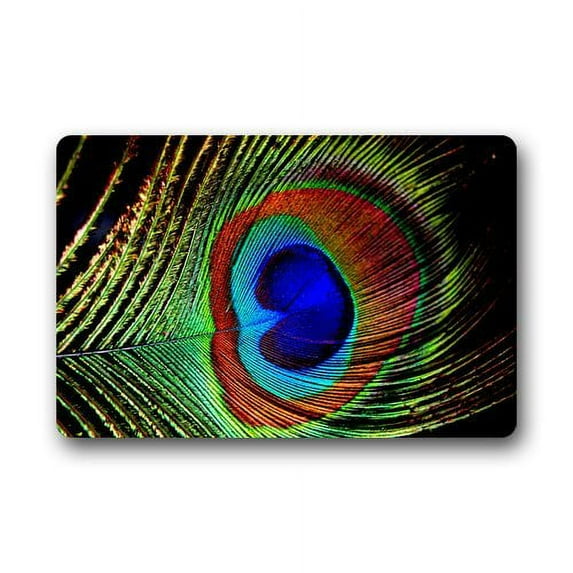 CADecor Fashion Peacock Feather Print Doormat Mat 23.6x15.7 inches