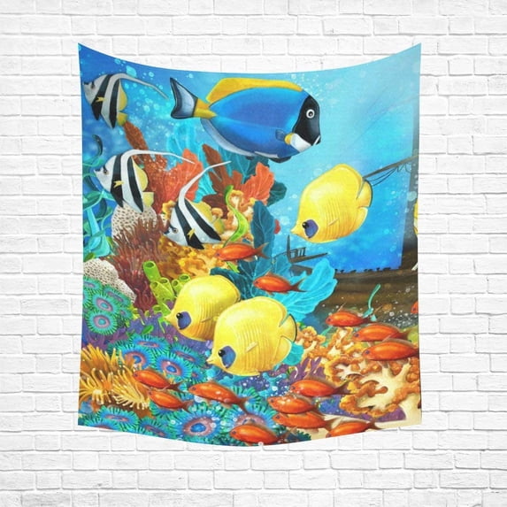 CADecor Fish Corals Underwater Ocean Tropical Sea Home Decor Tapestry Wall Art Wall Tapestry 60x80 Inches