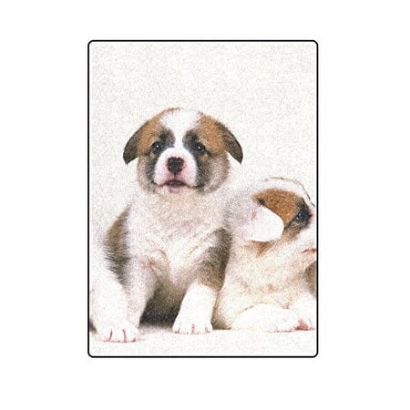 CADecor Four Little Dog Fleece Blankets Bed Throws 58x80 Inches