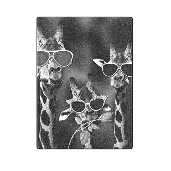 CADecor Funny Giraffes with Sunglasses Throw Blanket Bed Sofa Blanket 58x80 inches
