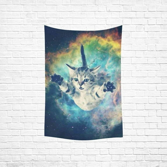 CADecor Galaxy Hipster Cat Bedspread Dorm Decor Wall Hanging Tapestry 40x60 inches