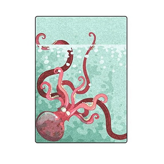 CADecor Giant Octopus Under The Ocean Throw Blanket Bed Sofa Blanket 58x80 inches