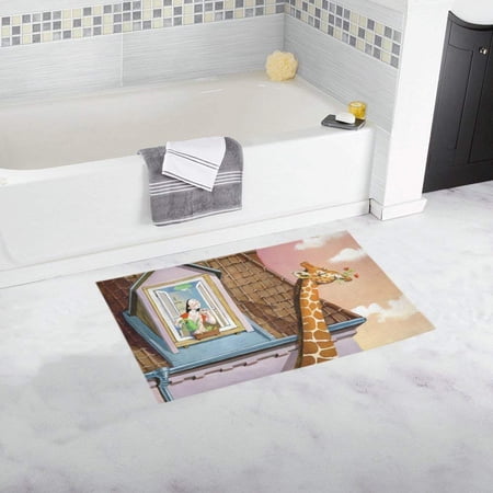 CADecor Giraffe Steals Flowers Bath Rug Doormat Floor Rug 30x18 inches