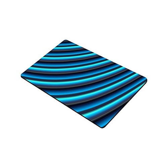 CADecor Glossy Blue Gradient Stripes Indoor/Outdoor Doormat Decor Rug 30x18 inches