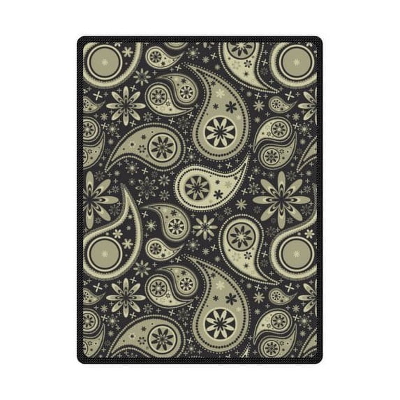 CADecor Gold Paisley Fleece Blanket Throws 58x80 inches