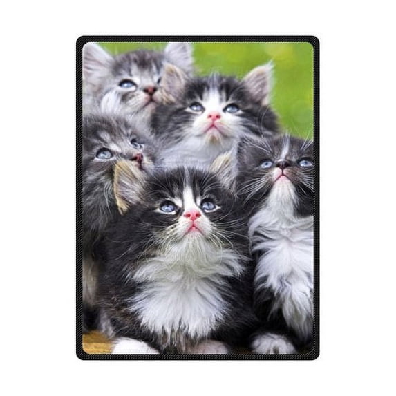 CADecor Green Eyes Cat Fleece Blanket Throws 58x80 inches
