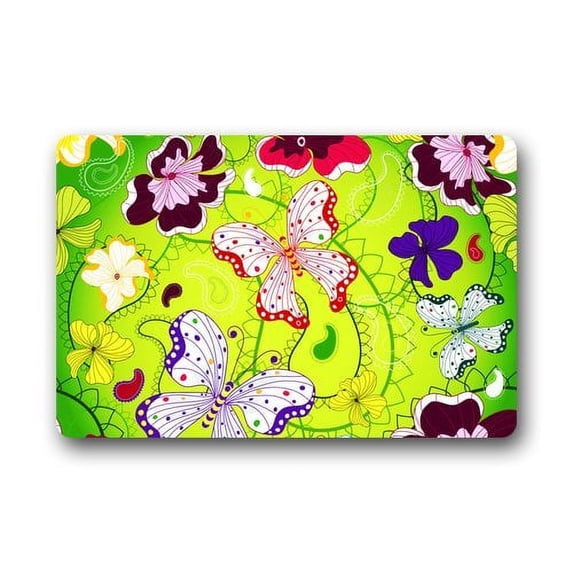 CADecor Green Seamless Floral Pattern Doormat Mat 23.6x15.7 inches