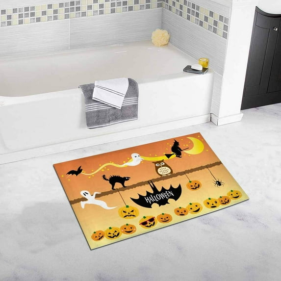 CADecor Halloween Line Material Set Bath Rug Bathroom Mat Doormat 30x18 inches