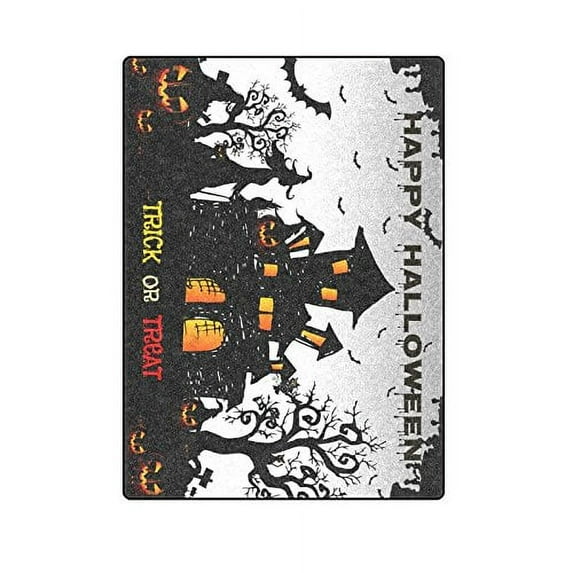 CADecor Halloween Night With Creepy Castle And Pumpkins Throw Blanket Bed Sofa Blanket 58x80 inches
