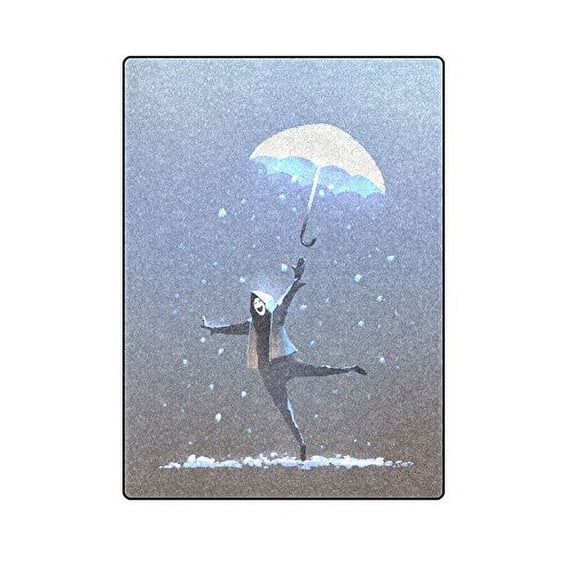 CADecor Happy Man Throws Up A Fantasy Umbrella Blanket Throw Super Soft Warm Bed or Couch Blanket 58x80 inches