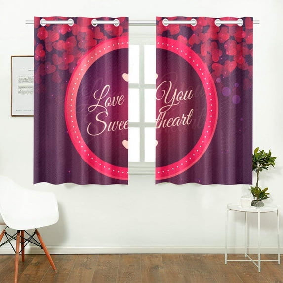 CADecor Happy Valentine's Day Window Treatment Panel Curtains Window Curtain Kitchen Curtain,Two Piece 26x39 Inches