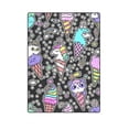 thumbnail image 1 of CADecor Ice Cream Pattern With Animals Throw Blanket Bed Sofa Blanket 58x80 inches, 1 of 3