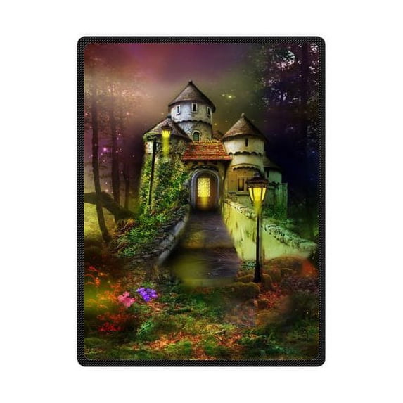 CADecor In Night Castle Flower Light Fleece Blanket Throws 58x80 inches
